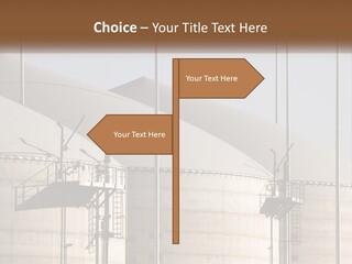 A Power Plant With A Sign In Front Of It PowerPoint Template