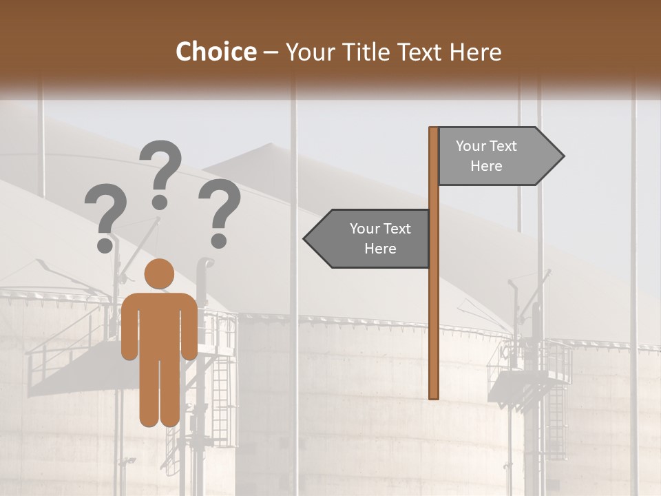 A Power Plant With A Sign In Front Of It PowerPoint Template