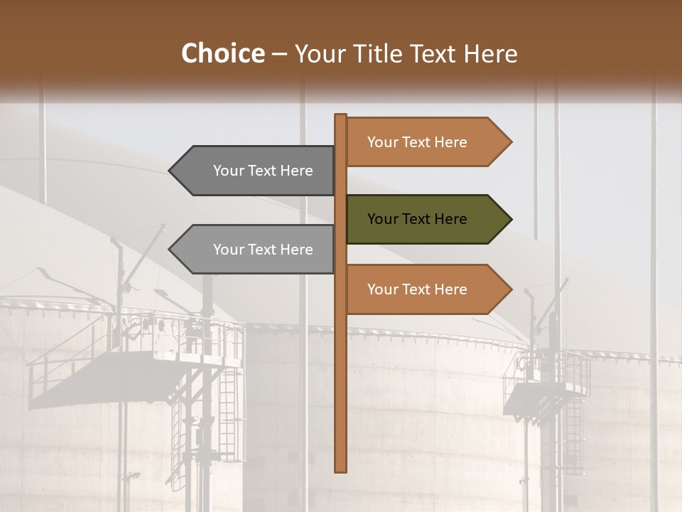 A Power Plant With A Sign In Front Of It PowerPoint Template
