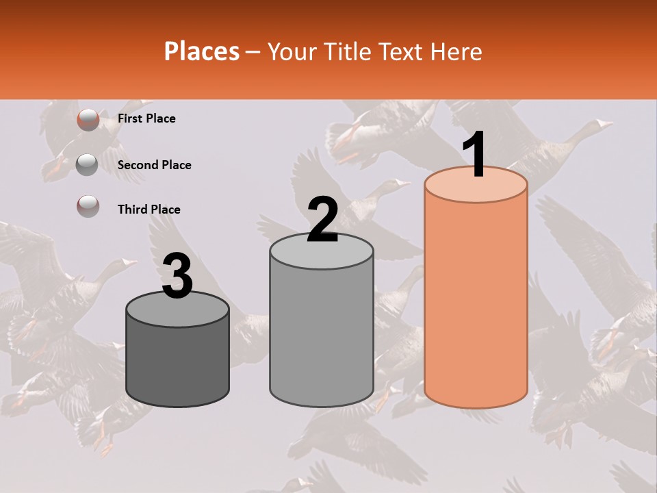 A Flock Of Birds Flying Through A Blue Sky PowerPoint Template