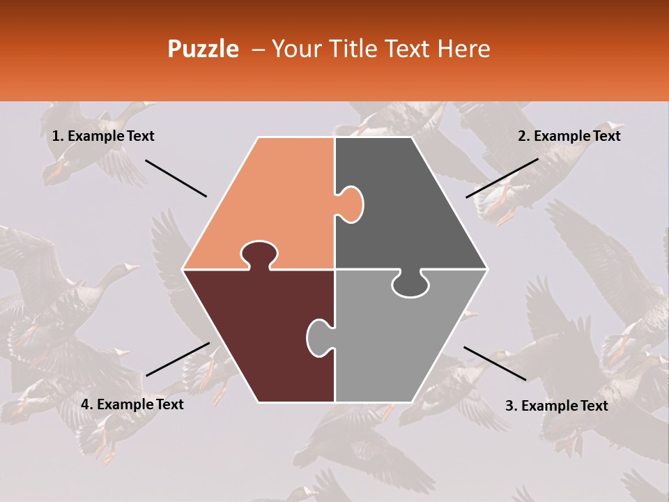 A Flock Of Birds Flying Through A Blue Sky PowerPoint Template