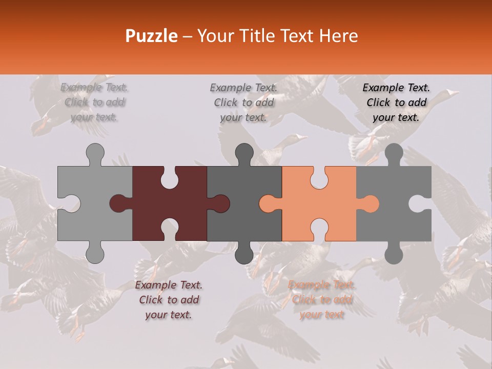 A Flock Of Birds Flying Through A Blue Sky PowerPoint Template