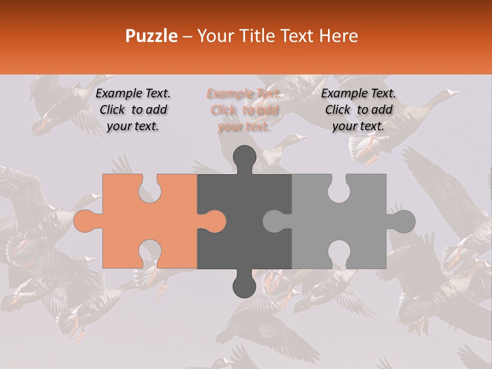 A Flock Of Birds Flying Through A Blue Sky PowerPoint Template