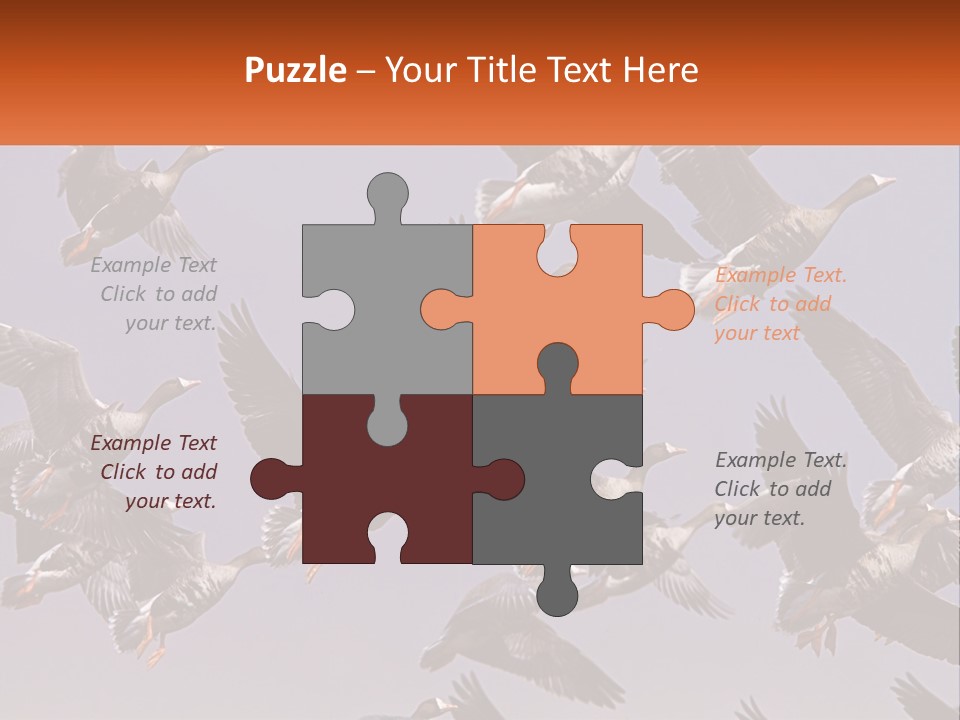 A Flock Of Birds Flying Through A Blue Sky PowerPoint Template