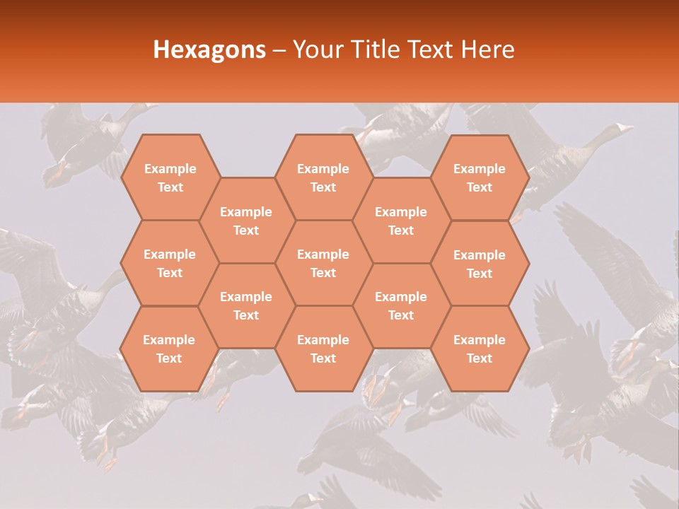 A Flock Of Birds Flying Through A Blue Sky PowerPoint Template