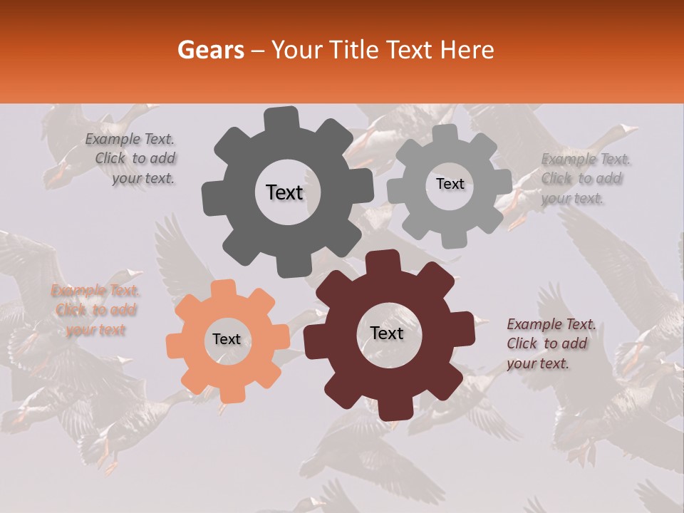 A Flock Of Birds Flying Through A Blue Sky PowerPoint Template