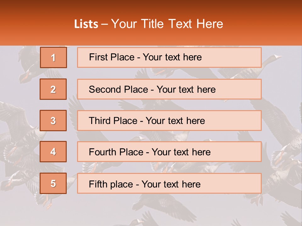 A Flock Of Birds Flying Through A Blue Sky PowerPoint Template