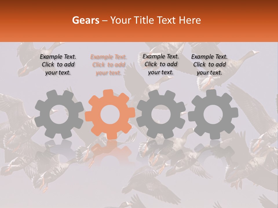A Flock Of Birds Flying Through A Blue Sky PowerPoint Template