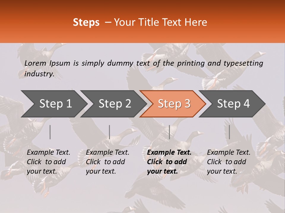 A Flock Of Birds Flying Through A Blue Sky PowerPoint Template