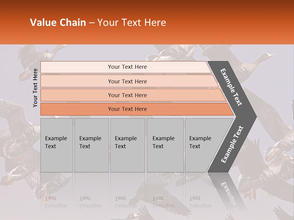 A Flock Of Birds Flying Through A Blue Sky PowerPoint Template