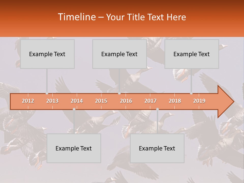 A Flock Of Birds Flying Through A Blue Sky PowerPoint Template
