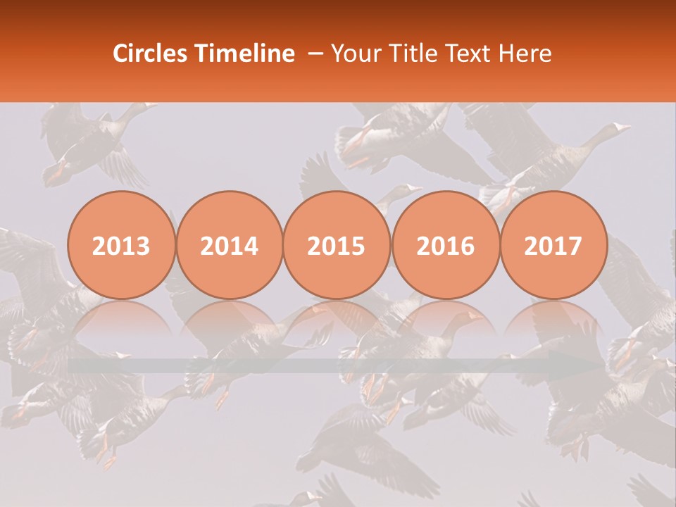 A Flock Of Birds Flying Through A Blue Sky PowerPoint Template