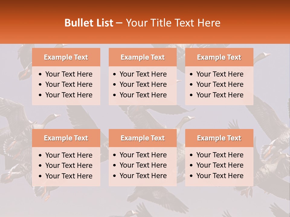 A Flock Of Birds Flying Through A Blue Sky PowerPoint Template