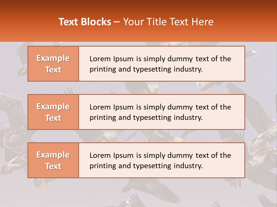A Flock Of Birds Flying Through A Blue Sky PowerPoint Template