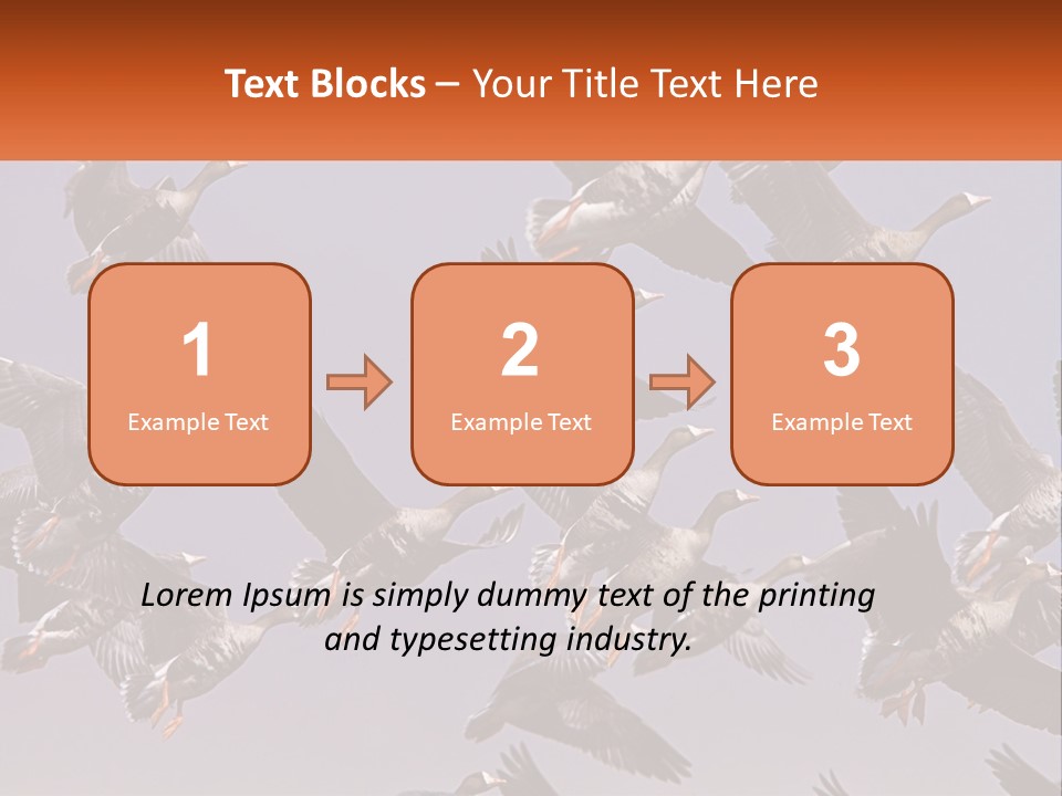 A Flock Of Birds Flying Through A Blue Sky PowerPoint Template