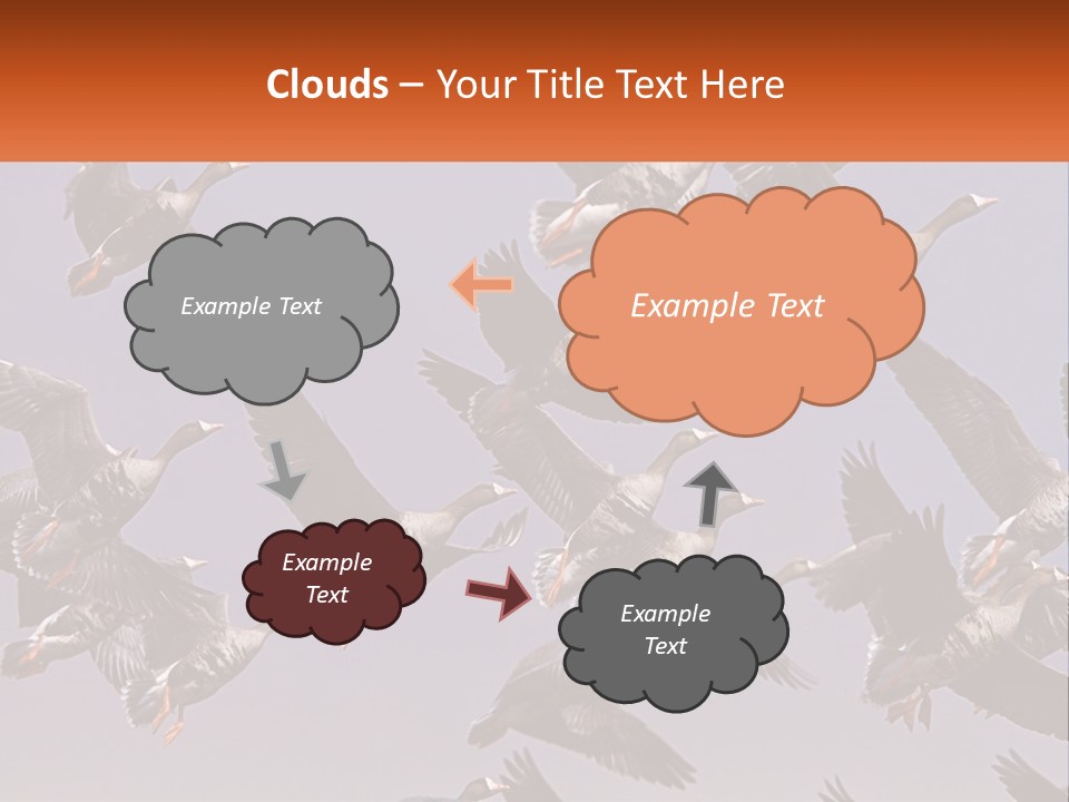 A Flock Of Birds Flying Through A Blue Sky PowerPoint Template