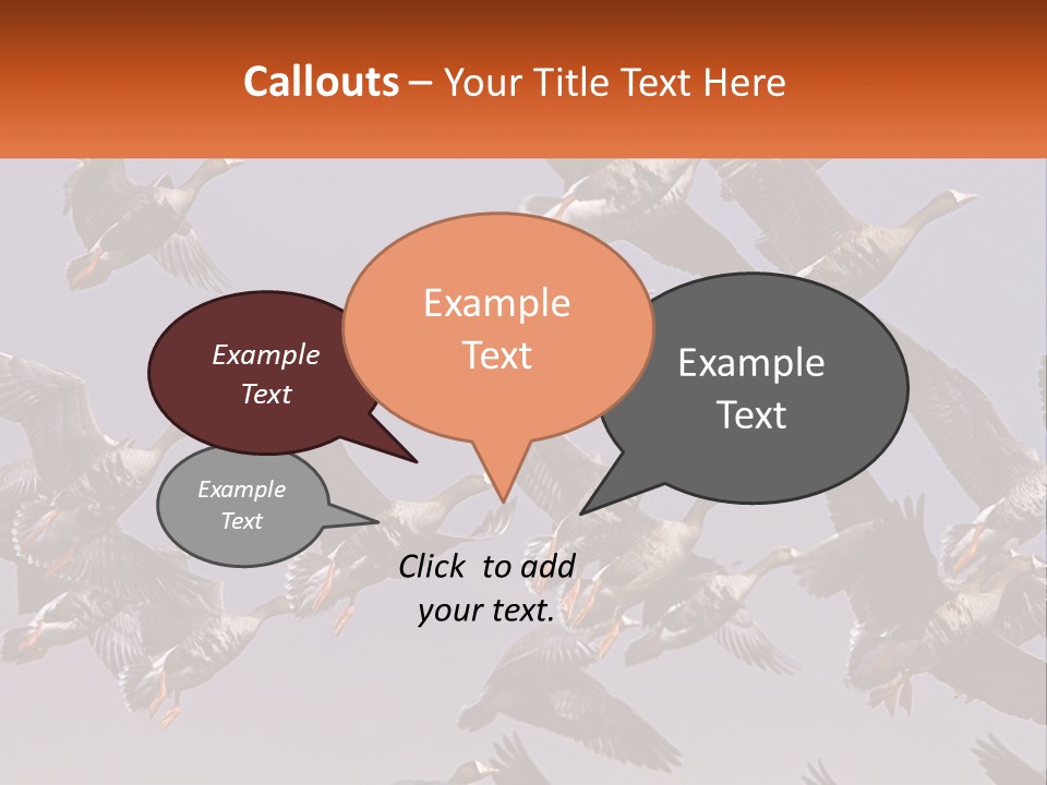 A Flock Of Birds Flying Through A Blue Sky PowerPoint Template
