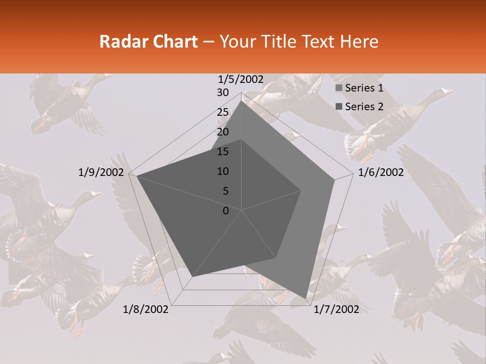 A Flock Of Birds Flying Through A Blue Sky PowerPoint Template
