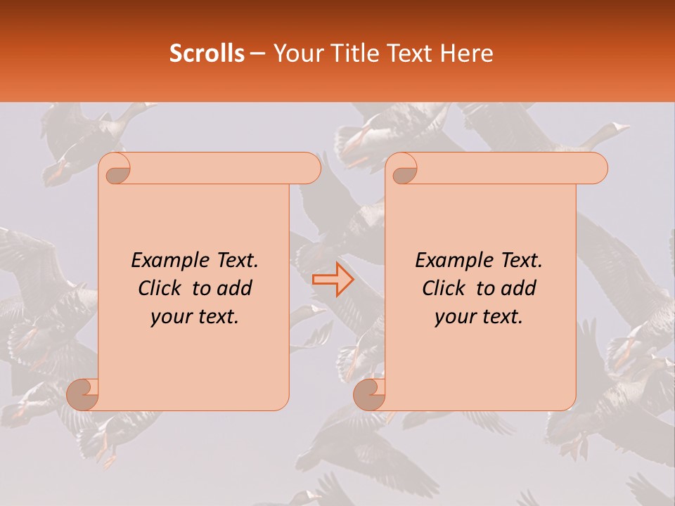 A Flock Of Birds Flying Through A Blue Sky PowerPoint Template