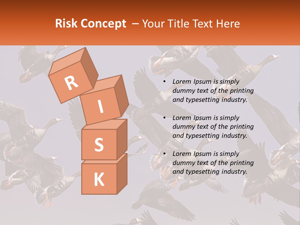 A Flock Of Birds Flying Through A Blue Sky PowerPoint Template