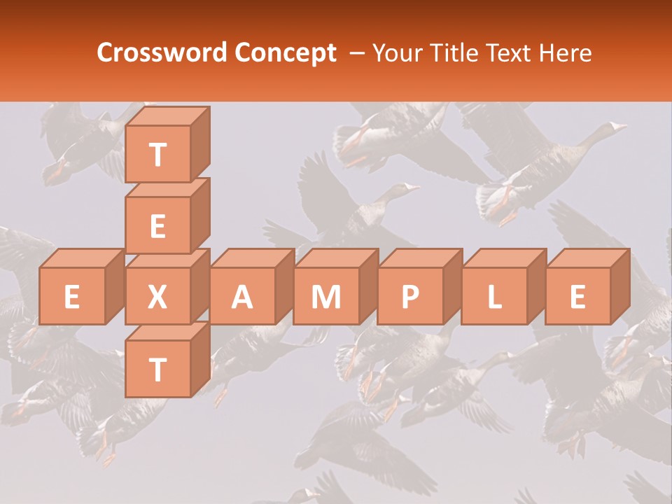 A Flock Of Birds Flying Through A Blue Sky PowerPoint Template