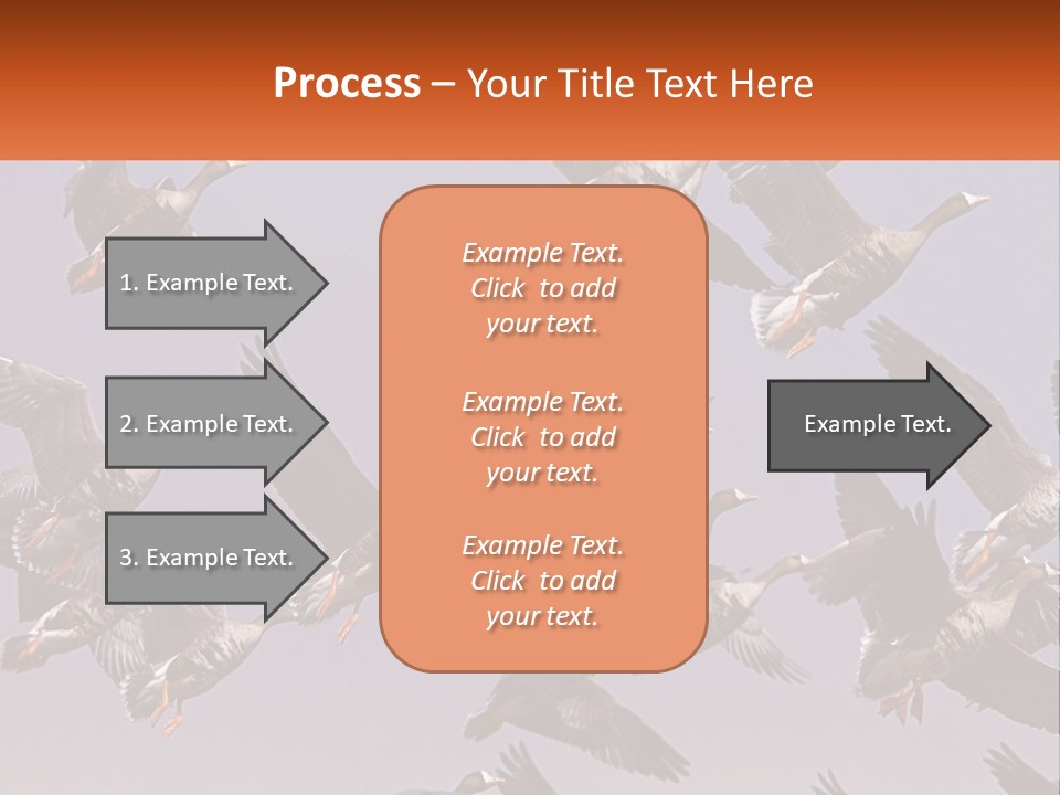 A Flock Of Birds Flying Through A Blue Sky PowerPoint Template