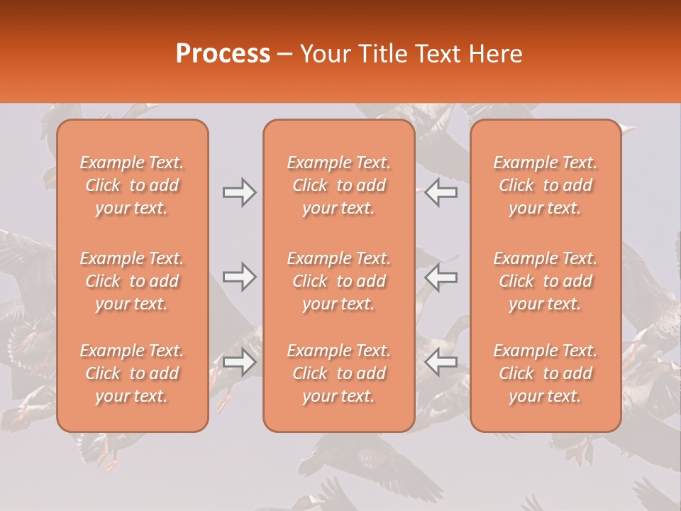 A Flock Of Birds Flying Through A Blue Sky PowerPoint Template