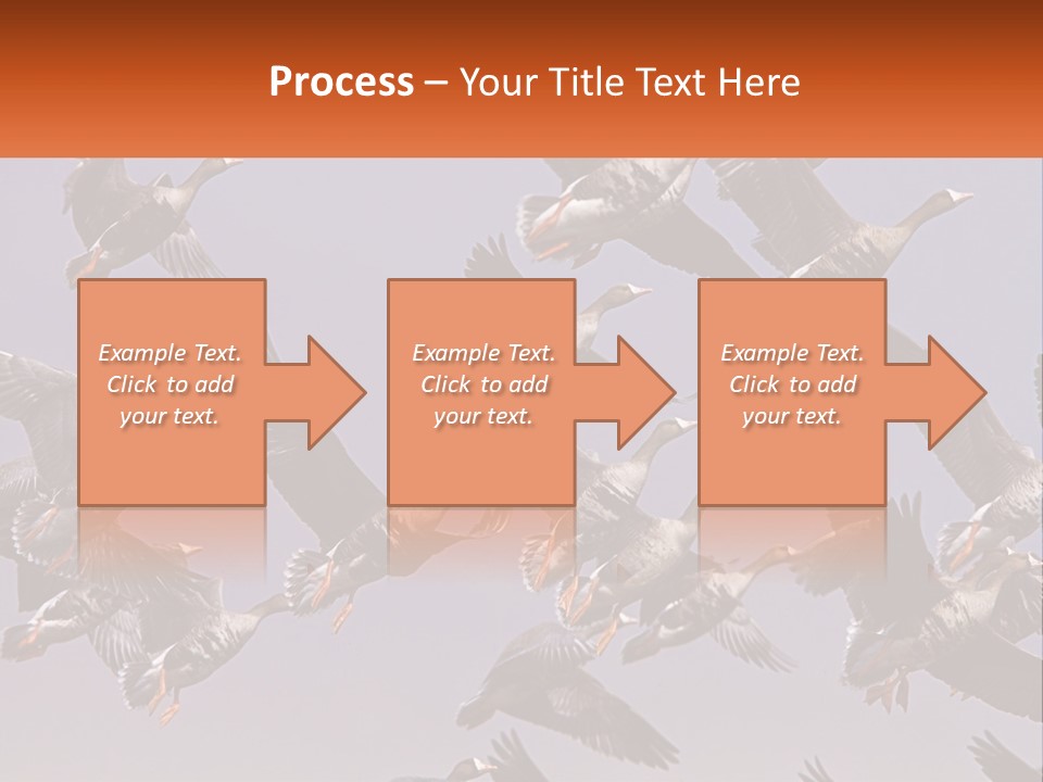 A Flock Of Birds Flying Through A Blue Sky PowerPoint Template