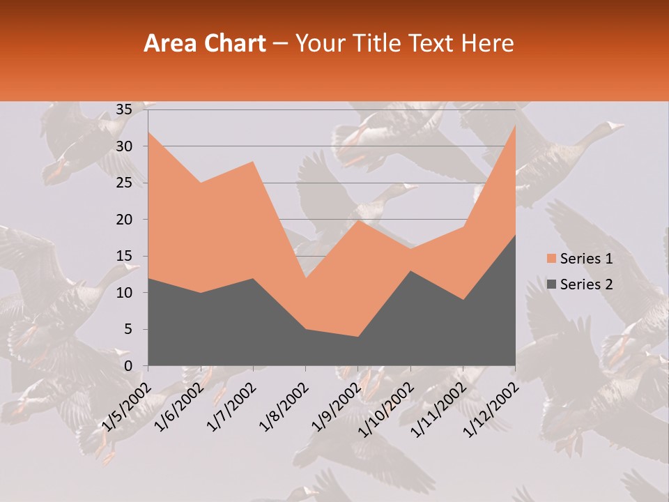 A Flock Of Birds Flying Through A Blue Sky PowerPoint Template