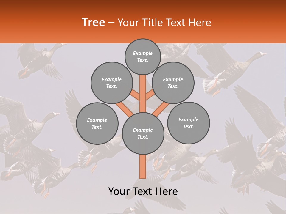 A Flock Of Birds Flying Through A Blue Sky PowerPoint Template