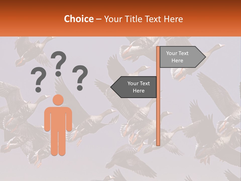 A Flock Of Birds Flying Through A Blue Sky PowerPoint Template
