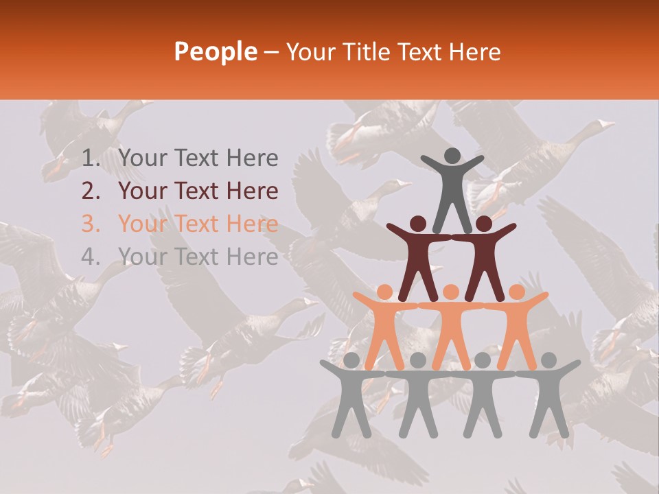 A Flock Of Birds Flying Through A Blue Sky PowerPoint Template