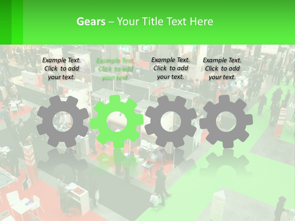 A Large Group Of People Standing Around A Booth PowerPoint Template