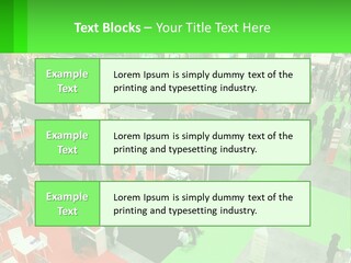 A Large Group Of People Standing Around A Booth PowerPoint Template