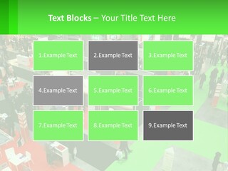 A Large Group Of People Standing Around A Booth PowerPoint Template