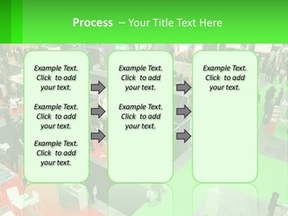 A Large Group Of People Standing Around A Booth PowerPoint Template