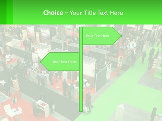 A Large Group Of People Standing Around A Booth PowerPoint Template