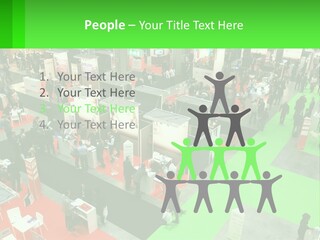 A Large Group Of People Standing Around A Booth PowerPoint Template