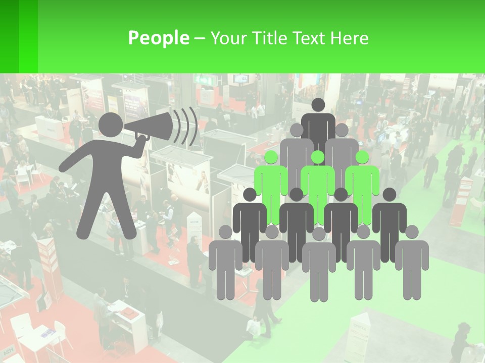 A Large Group Of People Standing Around A Booth PowerPoint Template