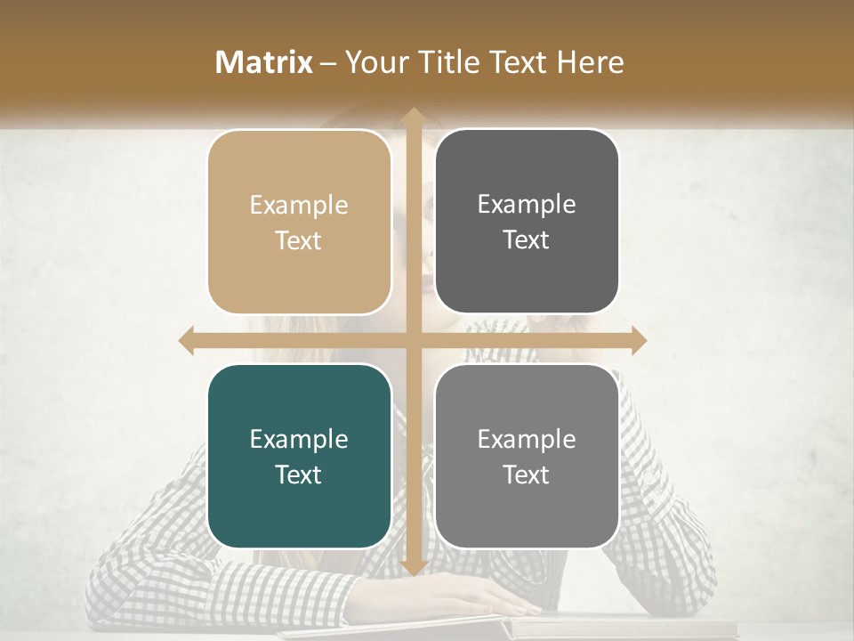 A Woman Sitting At A Table With A Pen In Her Mouth PowerPoint Template