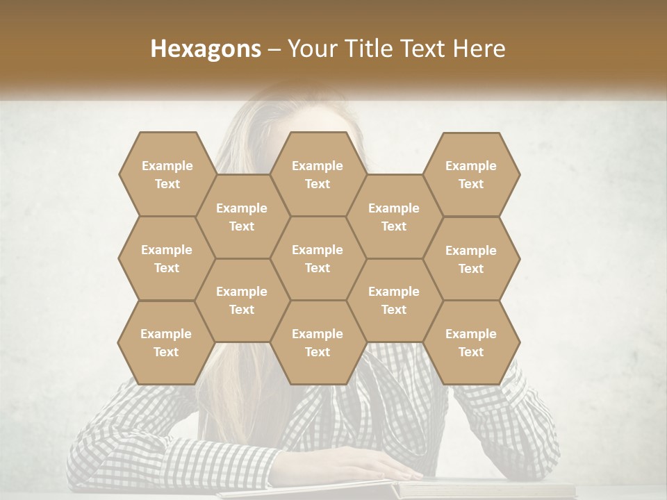 A Woman Sitting At A Table With A Pen In Her Mouth PowerPoint Template