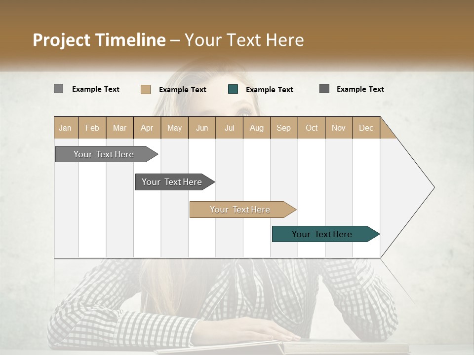 A Woman Sitting At A Table With A Pen In Her Mouth PowerPoint Template