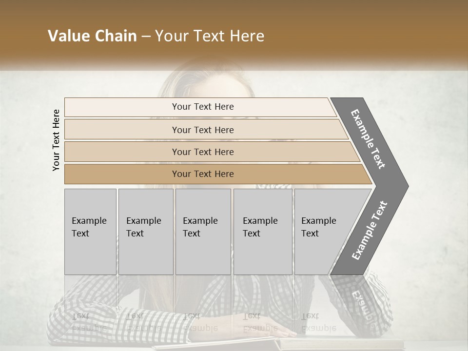 A Woman Sitting At A Table With A Pen In Her Mouth PowerPoint Template