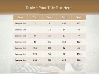 A Woman Sitting At A Table With A Pen In Her Mouth PowerPoint Template