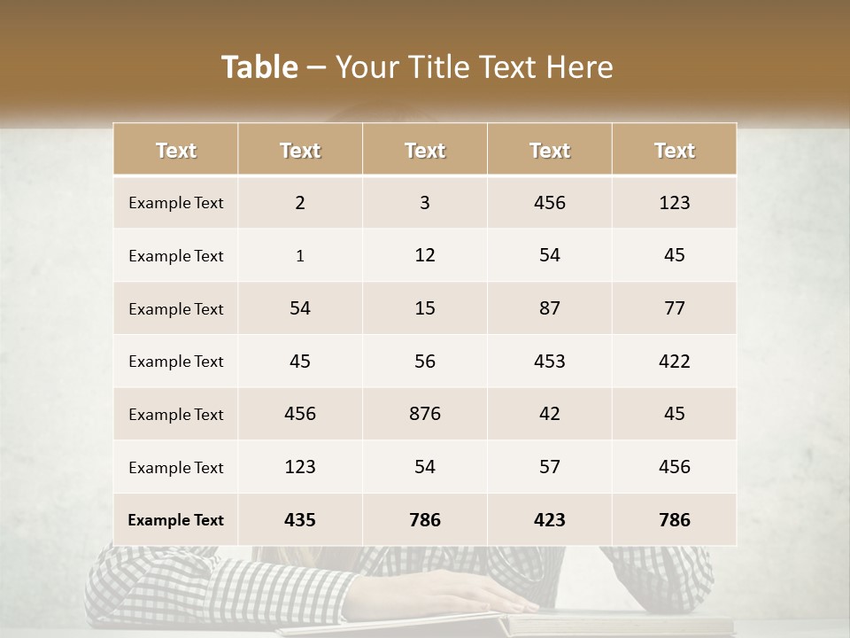 A Woman Sitting At A Table With A Pen In Her Mouth PowerPoint Template