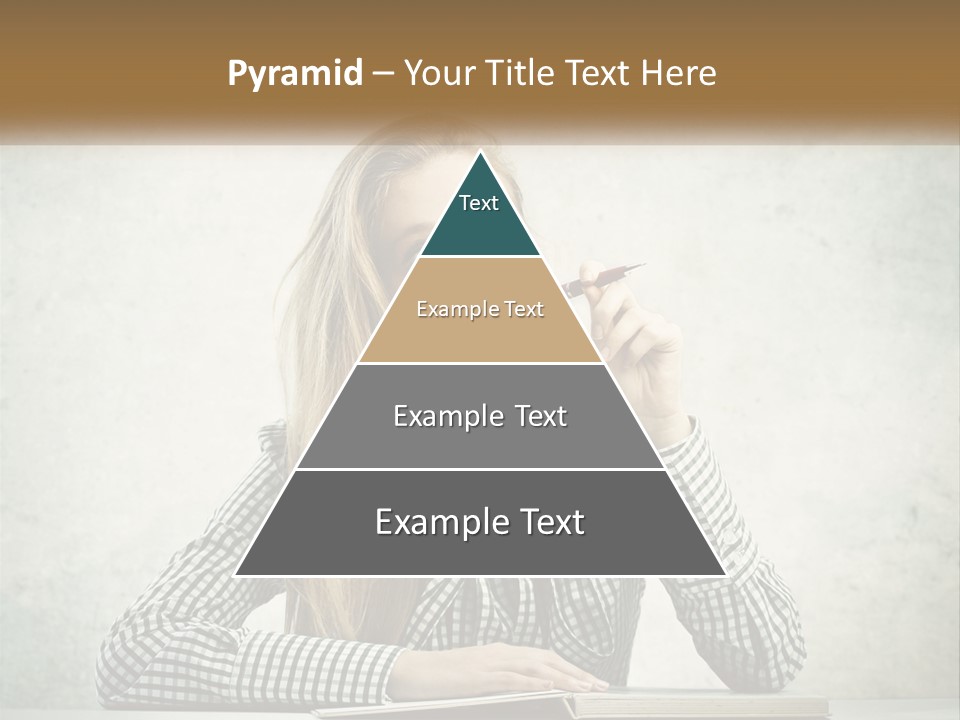A Woman Sitting At A Table With A Pen In Her Mouth PowerPoint Template