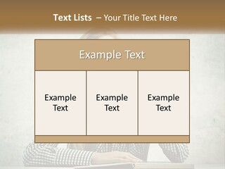 A Woman Sitting At A Table With A Pen In Her Mouth PowerPoint Template