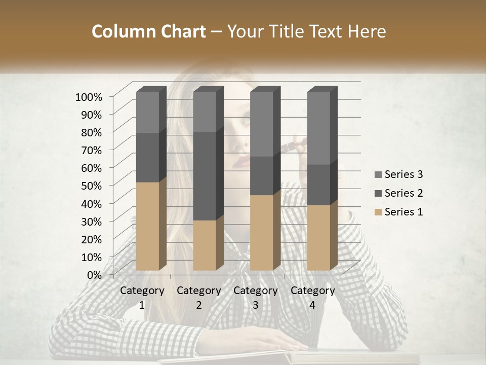 A Woman Sitting At A Table With A Pen In Her Mouth PowerPoint Template