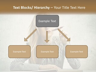 A Woman Sitting At A Table With A Pen In Her Mouth PowerPoint Template