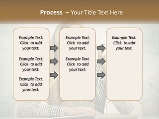 A Woman Sitting At A Table With A Pen In Her Mouth PowerPoint Template